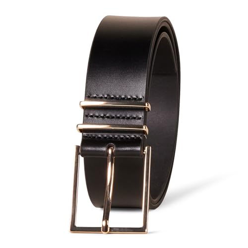 Amazon Essentials Damen Feiner Gürtel aus Leder mit Raffinierter Schnalle, Schwarz, 3XL Große Größen von Amazon Essentials