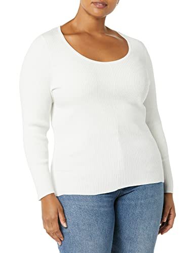 Amazon Essentials Damen Feiner Stretch-Pullover mit U-Ausschnitt und langen Ärmeln (in Übergröße erhältlich), Elfenbein, M von Amazon Essentials