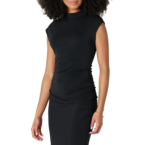 Amazon Essentials Damen Figurbetontes Top aus mattem Jersey mit verlängerten Ärmeln und Raffung (Rock separat erhältlich), Schwarz, XXL von Amazon Essentials