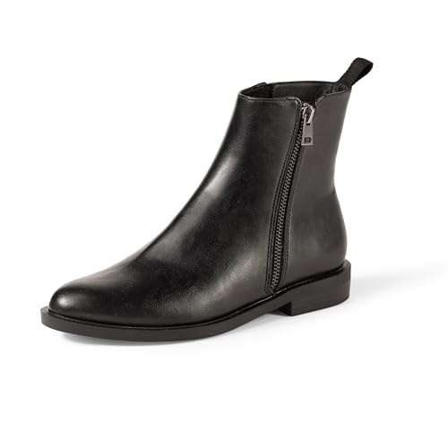 Amazon Essentials Damen Flacher Halbstiefel mit Reißverschluss außen, Schwarz Kunstleder, 40.5 EU Amazon Essentials Damen Flacher Halbstiefel mit Reißverschluss außen, Schwarz Kunstleder, 40.5 EU von Amazon Essentials