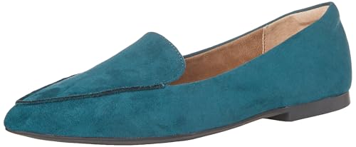 Amazon Essentials Damen Flacher Loafer, Dunkles Türkis Mikro Wildleder, 38.5 EU Weit von Amazon Essentials
