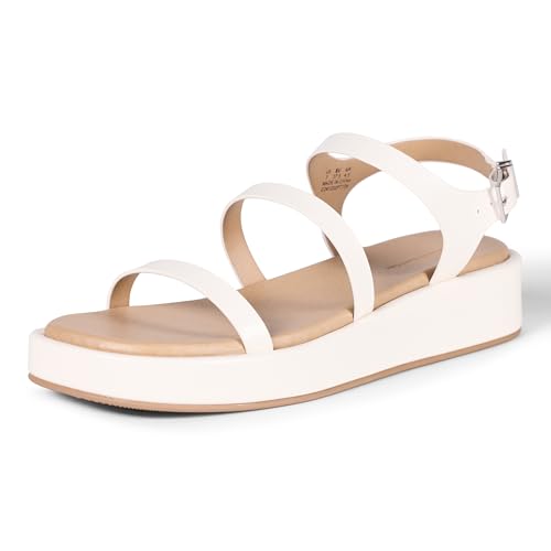 Amazon Essentials Damen Flatform-Sandalen mit Riemchen, Gebrochenes Weiß, 37.5 EU von Amazon Essentials