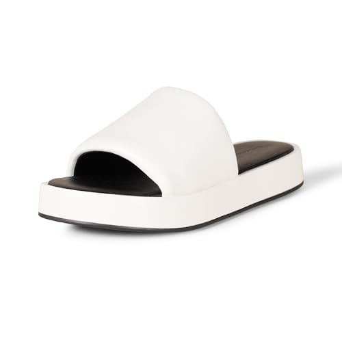 Amazon Essentials Damen Flatform-Schlappensandale, Weiß, 44.5 EU von Amazon Essentials
