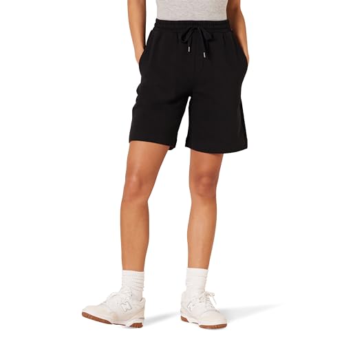 Amazon Essentials Damen Fleece-Bermudashorts mit hoher Taille (in Übergröße erhältlich), Schwarz, XXL von Amazon Essentials