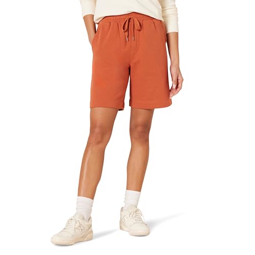 Amazon Essentials Damen Fleece-Bermudashorts mit hoher Taille (in Übergröße erhältlich), Terrakotta, L von Amazon Essentials