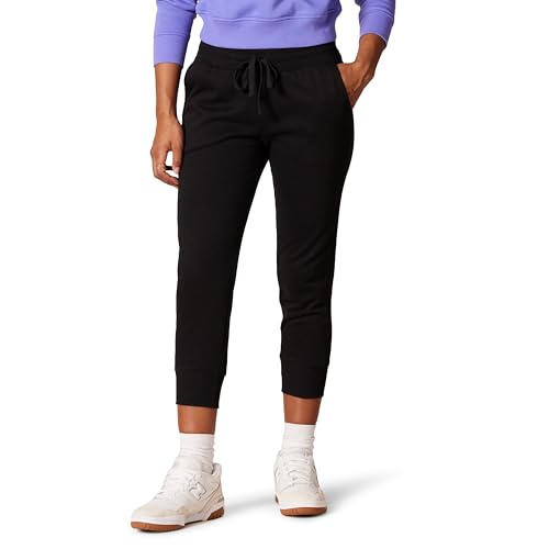 Amazon Essentials Damen Fleece-Capri-Jogginghose (in Übergröße erhältlich), Schwarz, 4XL Große Größen von Amazon Essentials