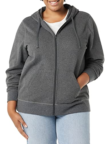 Amazon Essentials Damen Fleece-Hoodie mit durchgehendem Reißverschluss (in Übergröße erhältlich), Dunkelgrau Meliert, 6XL Große Größen von Amazon Essentials