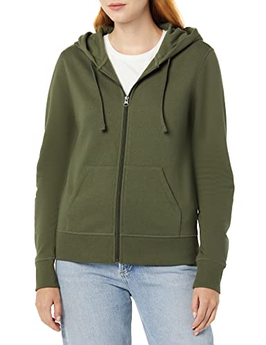 Amazon Essentials Damen Fleece-Hoodie mit durchgehendem Reißverschluss (in Übergröße erhältlich), Dunkles Olivgrün, M von Amazon Essentials