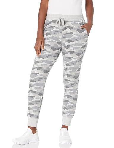 Amazon Essentials Damen Fleece-Jogginghose Mit Bündchen (In Übergrößen Erhältlich), Hellgrau Tarnmuster, M von Amazon Essentials