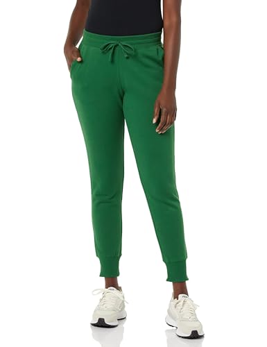 Amazon Essentials Damen Fleece-Jogginghose Mit Bündchen (In Übergrößen Erhältlich), Dunkelgrün, L von Amazon Essentials