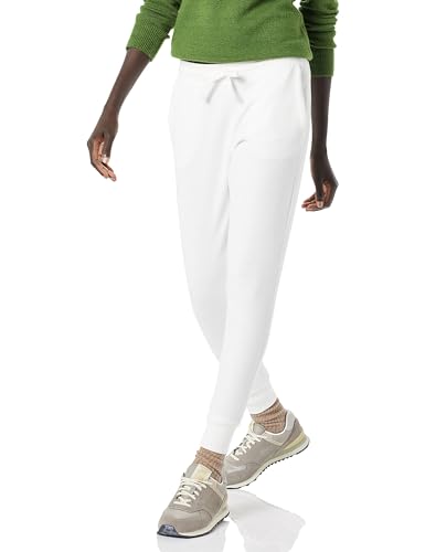Amazon Essentials Damen Fleece-Jogginghose Mit Bündchen (In Übergrößen Erhältlich), Weiß, S von Amazon Essentials