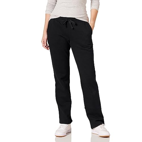 Amazon Essentials Damen Jogginghose aus Fleece mit geradem Bein (in großen Größen erhältlich), Schwarz, XL von Amazon Essentials