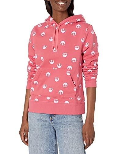 Amazon Essentials Disney | Marvel | Star Wars | Princess Damen Fleece-Kapuzenpulli (in Übergröße erhältlich), Rosa Star Wars Rebel, S von Amazon Essentials