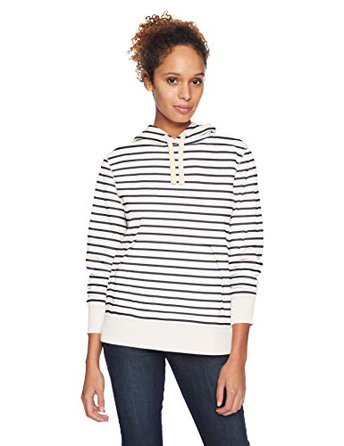 Amazon Essentials Damen Fleece-Kapuzenpullover (in Übergröße erhältlich), Weiß Streifen, L von Amazon Essentials