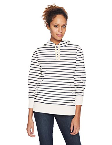 Amazon Essentials Damen Fleece-Kapuzenpullover in normaler Passform (in Übergröße erhältlich), Weiß Streifen, L von Amazon Essentials