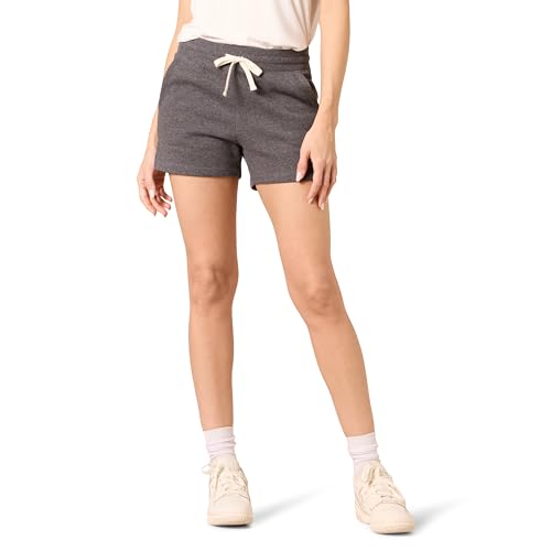 Amazon Essentials Damen Fleece-Shorts mit Taschen, Dunkelgrau Meliert, M von Amazon Essentials