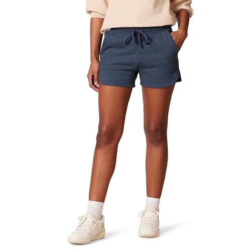 Amazon Essentials Damen Fleece-Shorts mit Taschen, Marineblau Heidekraut, S von Amazon Essentials