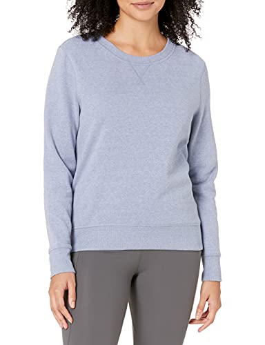 Amazon Essentials Damen Sweatshirt Aus French Terry Fleece Mit Rundhalsausschnitt (In Übergröße Erhältlich), Indigoblau Meliert, XS von Amazon Essentials