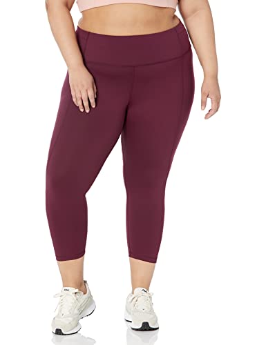 Amazon Essentials Damen Formende Leggings mit mittelhoher Taille in Capri-Länge und Übergröße von Build Your Own Studio (zuvor Core 10), Dunkles Burgunderrot, XXL Große Größen von Amazon Essentials