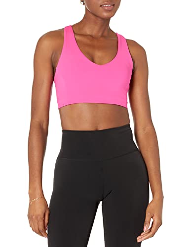 Amazon Essentials Damen Active Sculpt Sport-BH mit V-Ausschnitt und mittlerer Unterstützung - Auslauffarben, Neonrosa, XL Große Größen von Amazon Essentials