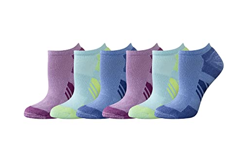 Amazon Essentials Damen Funktions-Sneaker-Sportsocken aus Baumwolle, Gepolstert, 6 Paar, Mehrfarbig/Einfarbig/Streifen, 38.5-43 von Amazon Essentials