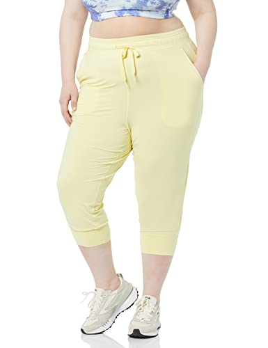 Amazon Essentials Damen Gebürstete Tech-Stretch-Crop-Jogginghose (erhältlich in Übergröße), Hellgelb, S von Amazon Essentials