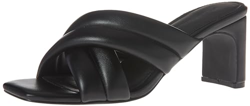Amazon Essentials Damen Crossover-Sandale mit Absatz, gepolsterten Riemen und Innensohle aus Memory-Schaum, Schwarz Kunstleder, 42 EU von Amazon Essentials