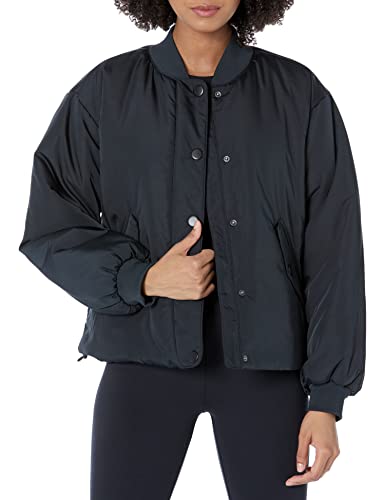 Amazon Essentials Damen Gepolsterte, kurz geschnittene Bomberjacke aus recyceltem Polyester in lockerer Passform (in Übergröße erhältlich) (Früher Amazon Aware), Schwarz, 6XL Große Größen von Amazon Essentials