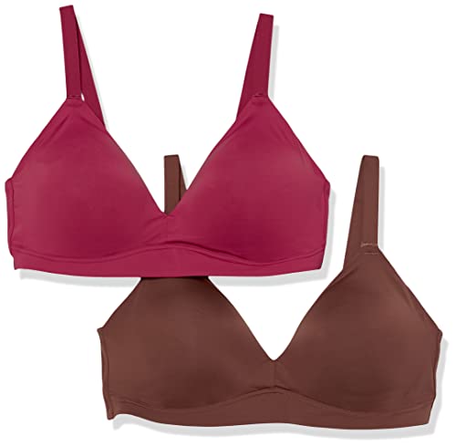 Amazon Essentials Damen Gepolsterter Bralette, 2er-Pack, Burgunderrot/Schokoladenbraun, 5XL Große Größen von Amazon Essentials