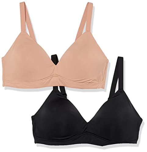 Amazon Essentials Damen Gepolsterter Bralette, 2er-Pack, Gewaschene Bronze/Schwarz, XXL Große Größen von Amazon Essentials