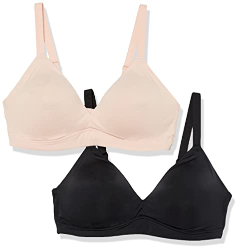 Amazon Essentials Damen Gepolsterter Bralette, 2er-Pack, Helles Blütenblatt/Schwarz, XXL Große Größen von Amazon Essentials