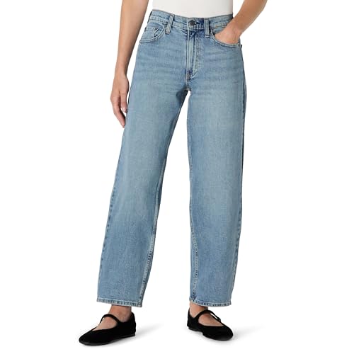 Amazon Essentials Damen Geringfügig dehnbare Jeans mit hohem Einstieg und durchgehendem Bein, Authentische Mittlere Waschung, 40-42 von Amazon Essentials