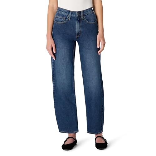 Amazon Essentials Damen Geringfügig dehnbare Jeans mit hohem Einstieg und durchgehendem Bein, Stone Dunkle Waschung, 42 von Amazon Essentials