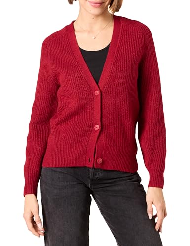 Amazon Essentials Damen Gerippte Soft-Touch-Blouson-Strickjacke, Dunkelrot, L von Amazon Essentials