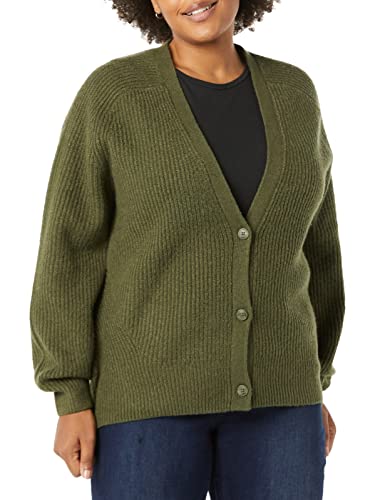 Amazon Essentials Damen Gerippte Soft-Touch-Blouson-Strickjacke, Olivgrün, XS von Amazon Essentials