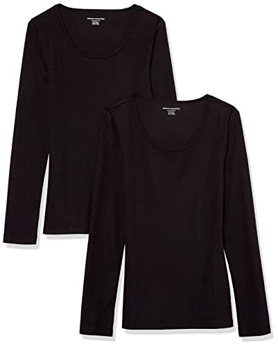 Amazon Essentials Damen Gerippter Pullover mit geripptem U-Ausschnitt mit schmaler Passform (erhältlich in Übergröße), 2er-Pack, Schwarz, 4XL Große Größen von Amazon Essentials