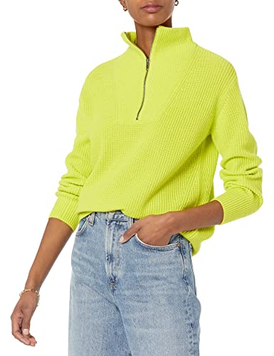 Amazon Essentials Damen Gerippter Pullover mit halbem Reißverschluss in lockerer Passform (in Übergröße erhältlich) (Früher Amazon Aware), Lindgrün, XS von Amazon Essentials