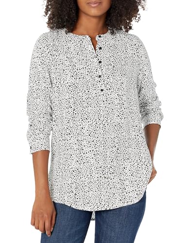 Amazon Essentials Damen Gewebte Langarmbluse, Weiß Leopardenmuster, XXL Amazon Essentials Damen Gewebte Langarmbluse, Weiß Leopardenmuster, XXL von Amazon Essentials