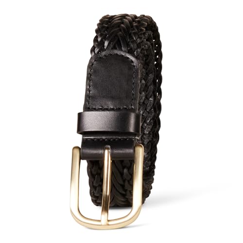 Amazon Essentials Damen Gürtel aus geflochtenem Leder, Schwarz, L von Amazon Essentials