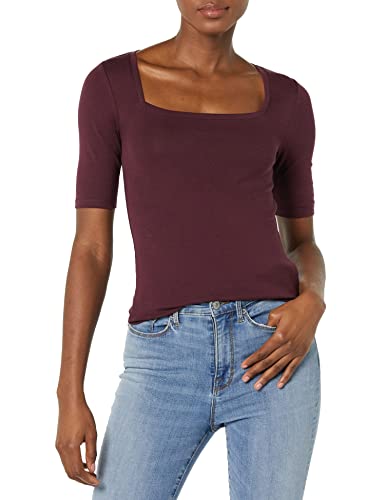 Amazon Essentials Damen Halbarm-T-Shirt mit eckigem Ausschnitt in schmaler Passform, Burgunderrot, XL Amazon Essentials Damen Halbarm-T-Shirt mit eckigem Ausschnitt in schmaler Passform, Burgunderrot, XL von Amazon Essentials