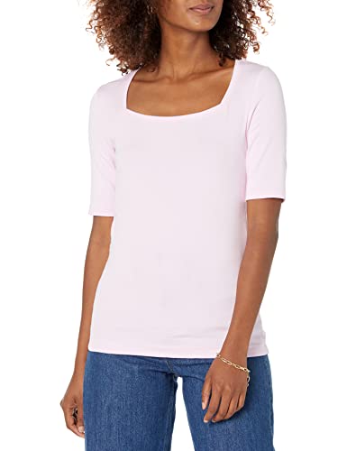 Amazon Essentials Damen Halbarm-T-Shirt mit eckigem Ausschnitt in schmaler Passform, Hellrosa, M Amazon Essentials Damen Halbarm-T-Shirt mit eckigem Ausschnitt in schmaler Passform, Hellrosa, M von Amazon Essentials