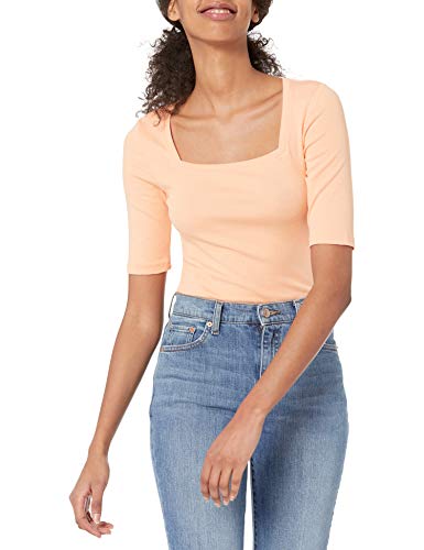 Amazon Essentials Damen Halbarm-T-Shirt mit eckigem Ausschnitt in schmaler Passform, Korallenorange, XXL Amazon Essentials Damen Halbarm-T-Shirt mit eckigem Ausschnitt in schmaler Passform, Korallenorange, XXL von Amazon Essentials
