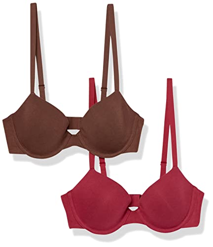 Amazon Essentials Damen Halbschalen-BH aus Baumwolle, 2er-Pack, Rot/Schokoladenbraun, 85A Amazon Essentials Damen Halbschalen-BH aus Baumwolle, 2er-Pack, Rot/Schokoladenbraun, 85A von Amazon Essentials