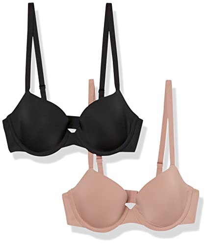 Amazon Essentials Damen Halbschalen Mikrofaser-BH Mit Verstellbaren Trägern, 2er-Pack, Dunkles Taupe, 75C von Amazon Essentials