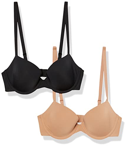 Amazon Essentials Damen Halbschalen Mikrofaser-BH Mit Verstellbaren Trägern - Auslauffarben, 2er-Pack, Kamelbraun, 80C von Amazon Essentials