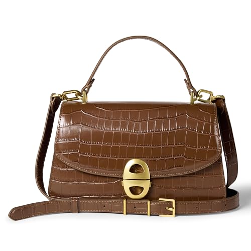 Amazon Essentials Damen Handtasche mit Griff Oben, Hellbraunes Krokodilimitat, Einheitsgröße von Amazon Essentials