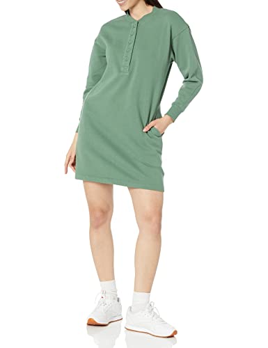 Amazon Essentials Damen Henley-Sweatshirtkleid aus Strick (erhältlich in Übergrößen), Salbeigrün, XL von Amazon Essentials