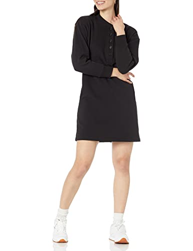 Amazon Essentials Damen Henley-Sweatshirtkleid aus Strick (erhältlich in Übergrößen), Schwarz, XXL von Amazon Essentials