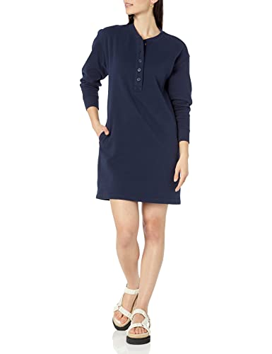Amazon Essentials Damen Henley-Sweatshirtkleid aus Strick (erhältlich in Übergrößen), Marineblau, 4XL Große Größen von Amazon Essentials