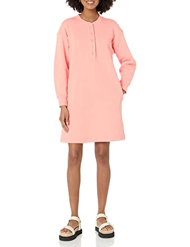 Amazon Essentials Damen Henley-Sweatshirtkleid aus Strick (erhältlich in Übergrößen), Pfirsich, M von Amazon Essentials